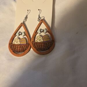 Easter Egg Basket Teardrop Earrings